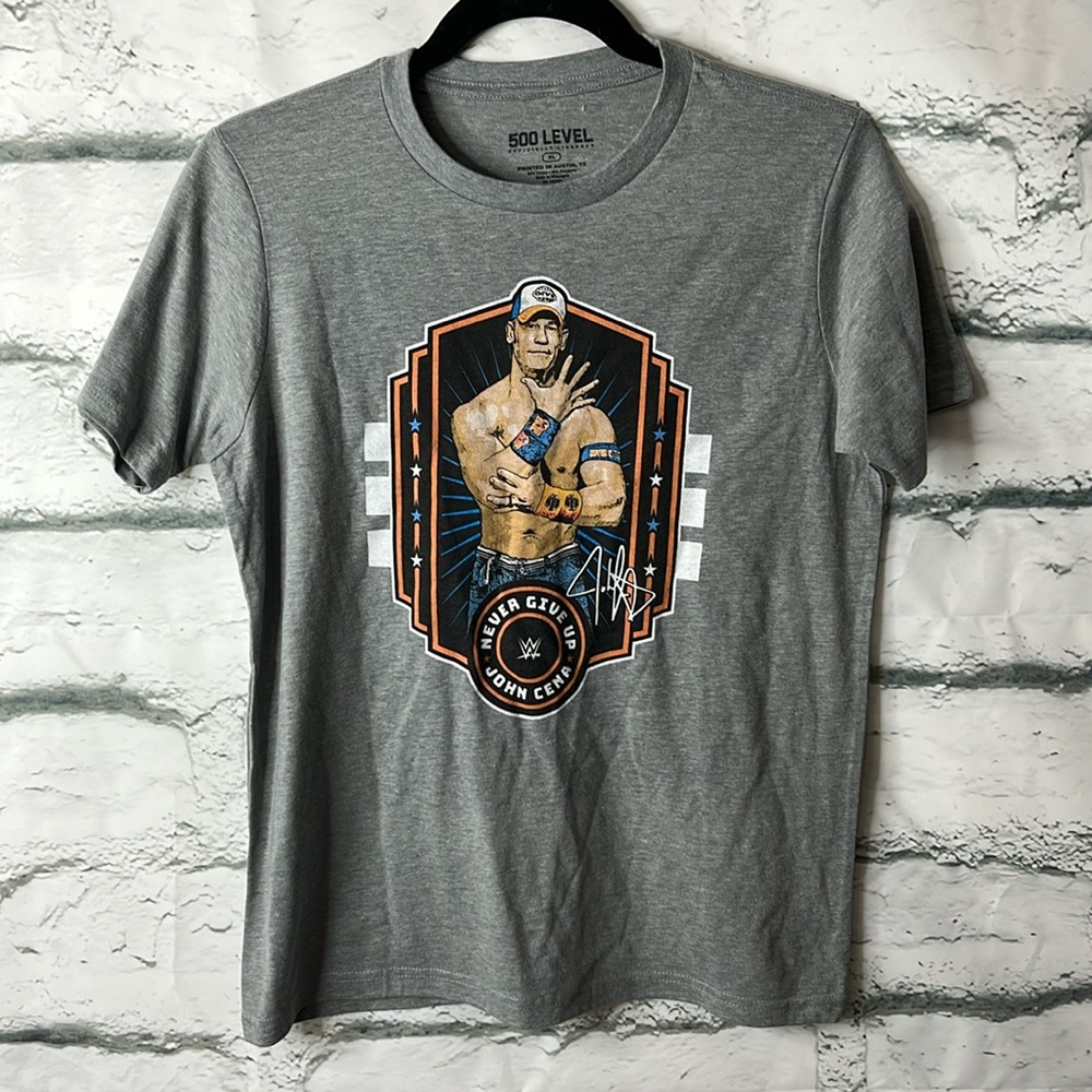 500 Level John Cena Never Give Up Kids T Shirt Size XL. NWOT